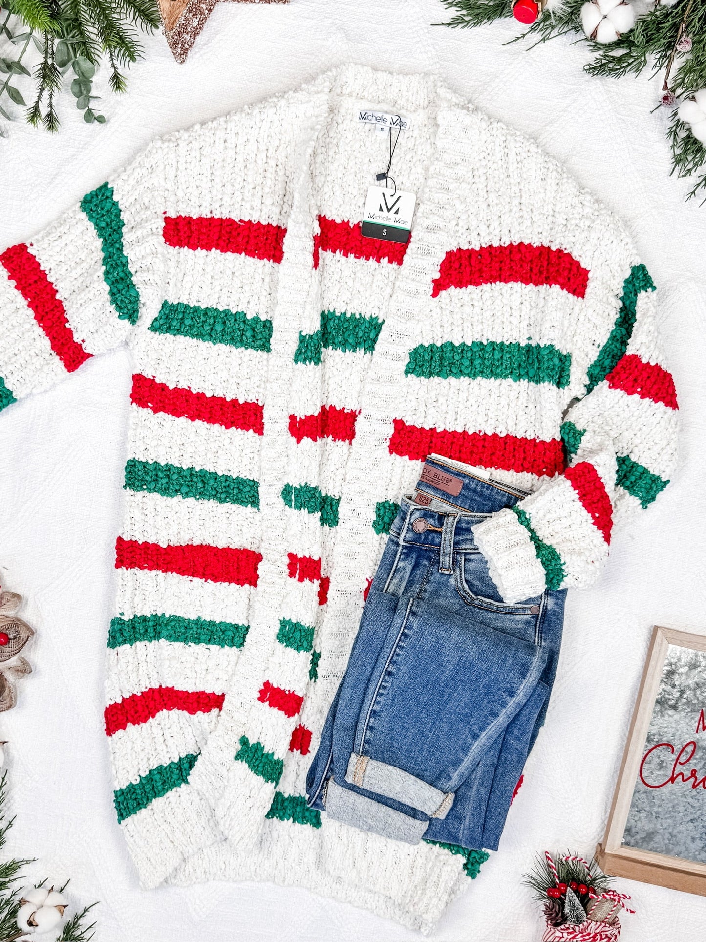 Red & Green Stripe Cardigan