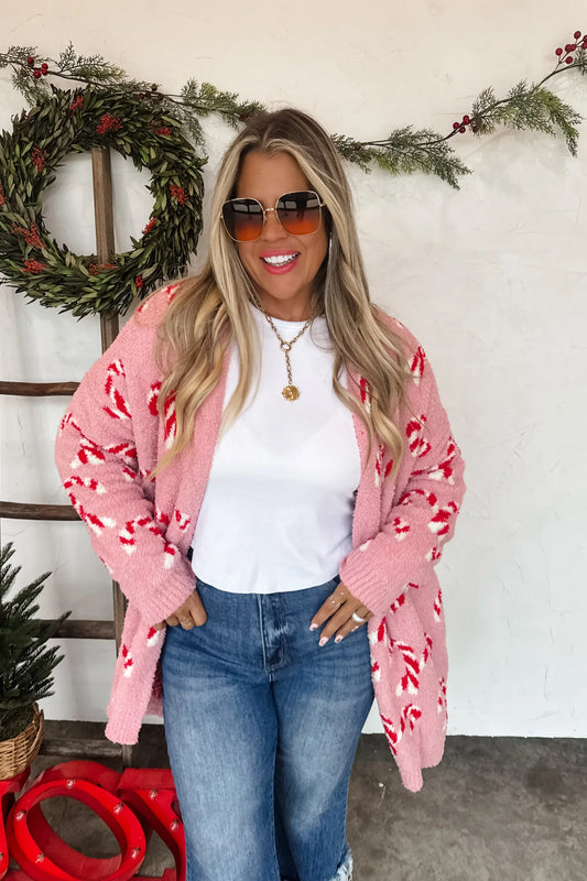 PREORDER: Christmas Cloud Cardigan Candy Cane, Early November Arrival