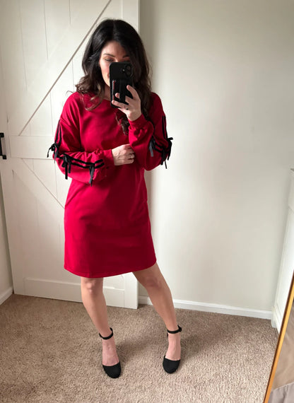 PREORDER: Velvet Ribbon Sweatshirt Dress