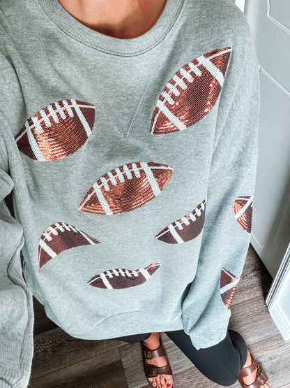 PREORDER: Oversized, Football Sequin Pullover