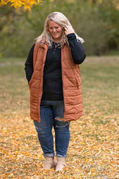 Harlow Long Vest - Cinnamon