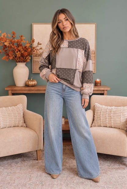 Thankful for Mixed Print Top