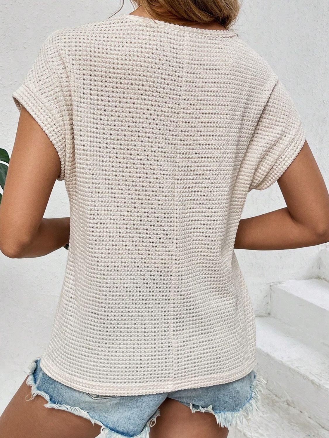 PREORDER: Waffle Knit Chest Detail Top