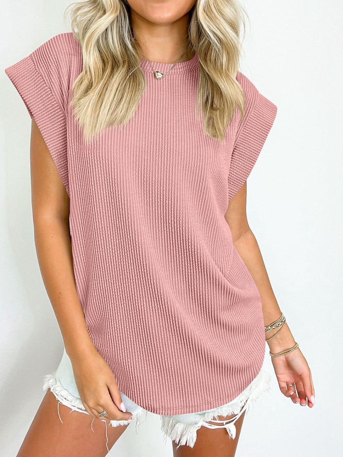 PREORDER: Textured Cap Sleeve Top