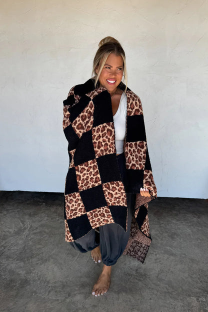 PREORDER: Leopard Checker Blanket, Early December Arrival