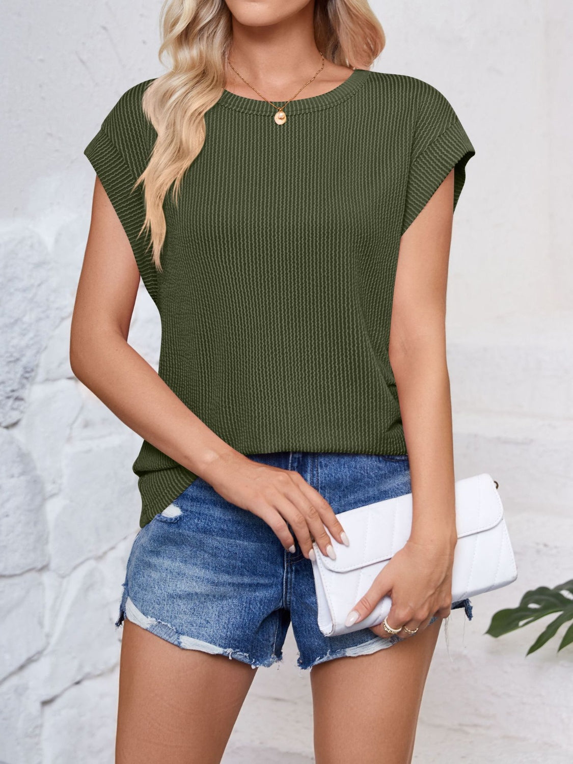 PREORDER: Textured Cap Sleeve Top