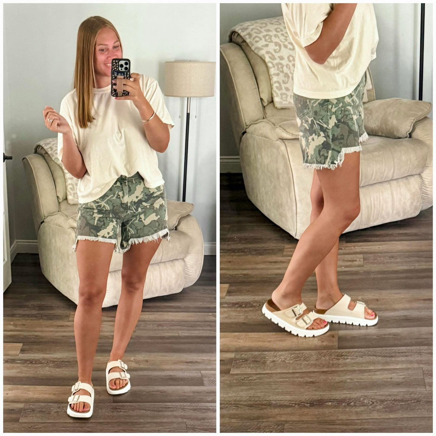 Camo Denim Shorts Preorder