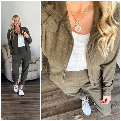 Where Are You Zip Up Jacket in Olive