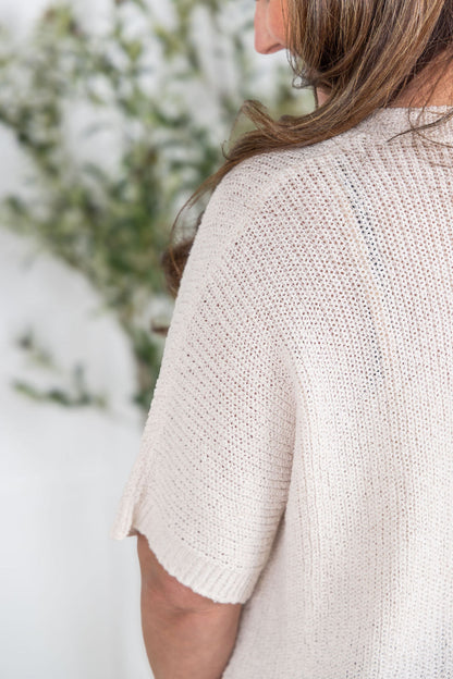 Hallie Open Knit Top - Oat
