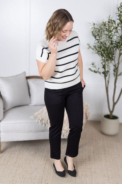 Striped Sweater Top - Ivory