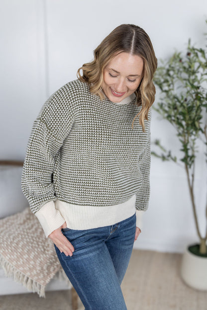 Charlotte Sweater, Olive and Cream