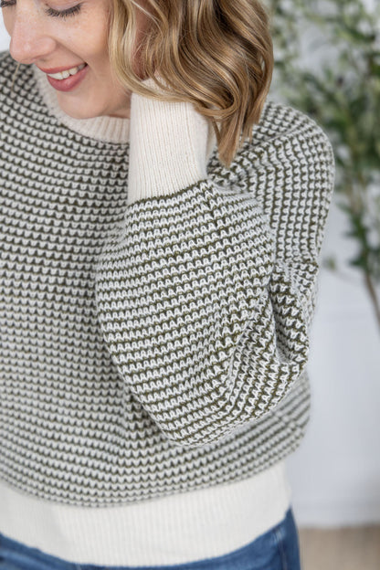 Charlotte Sweater, Olive and Cream