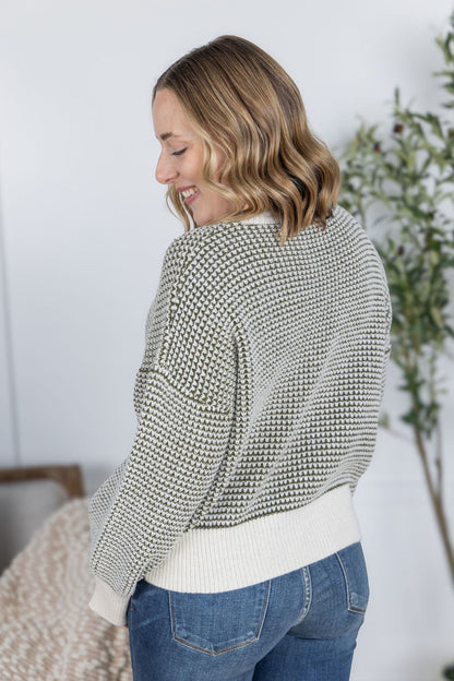 Charlotte Sweater, Olive and Cream