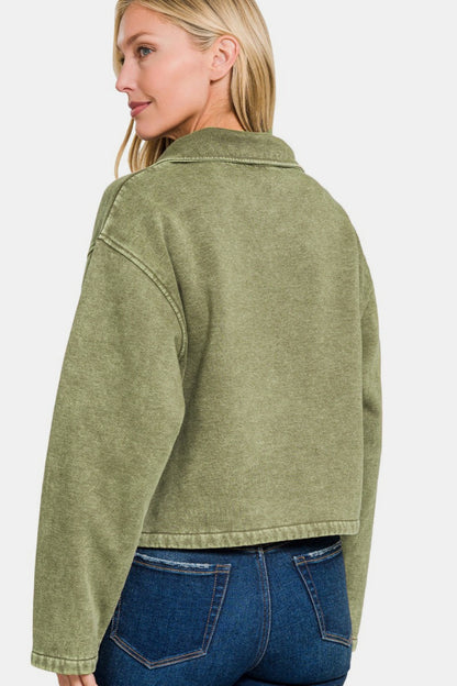 Wash Fleece Half Snap Sweatshirt with Pocket