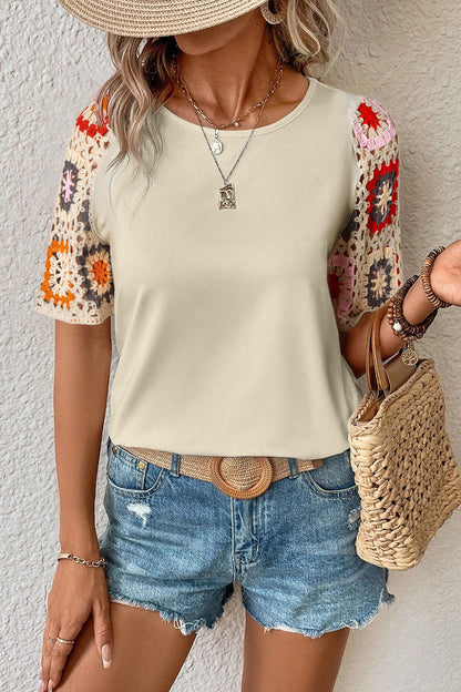 PREORDER: Crocheted Sleeve Blouse