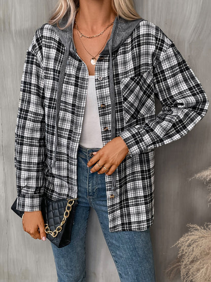 PREORDER: Hooded Plaid Button Up