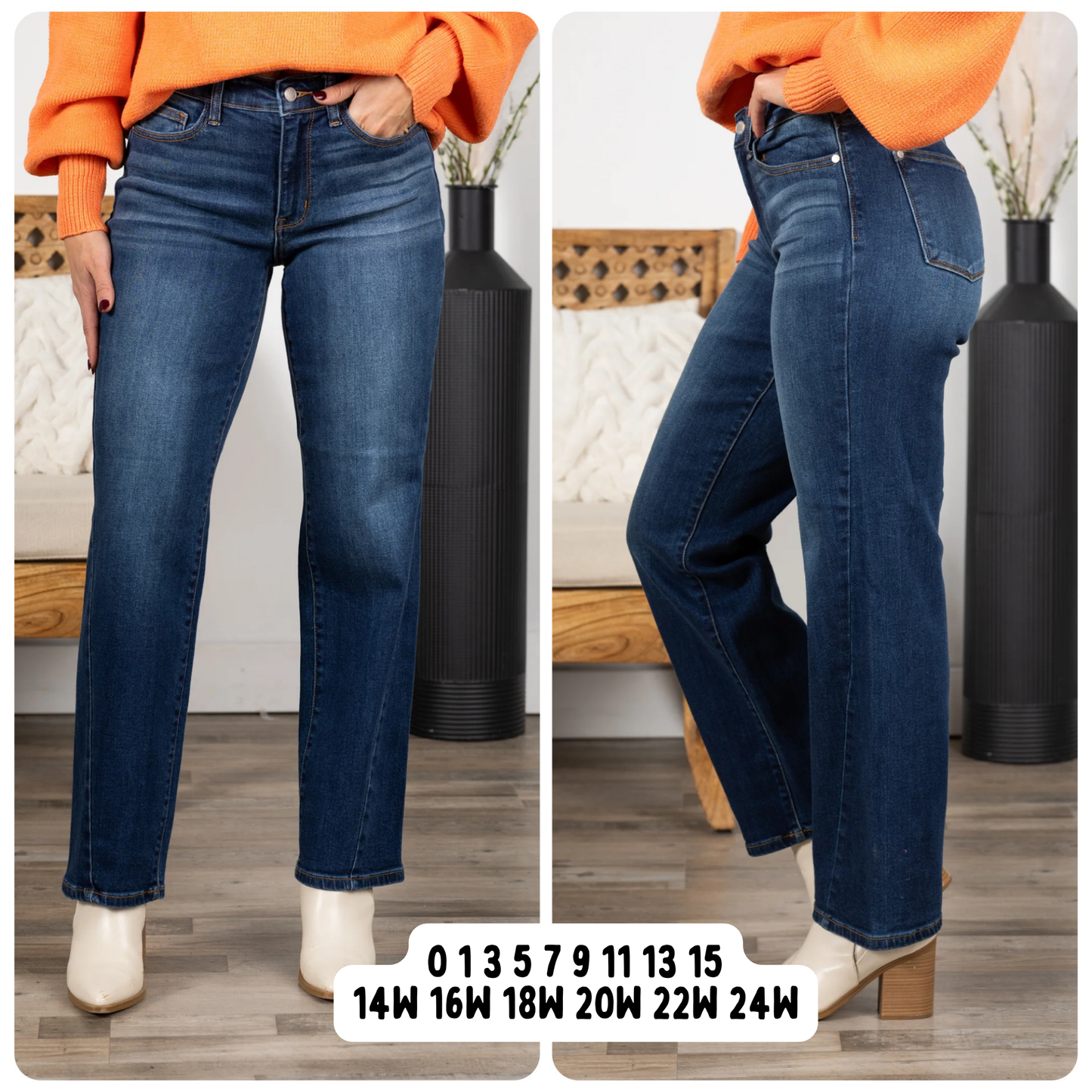 Judy Blue Side Seam Detail Straight Jeans with Pockets, 28” Inseam
