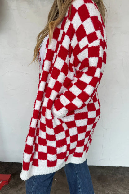 PREORDER: Red Checkered Cardigan, Late October Arrival