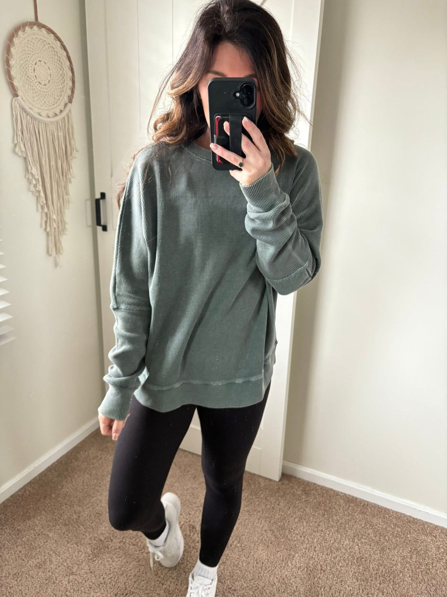 PREORDER: Drop Shoulder Worn Waffle Top