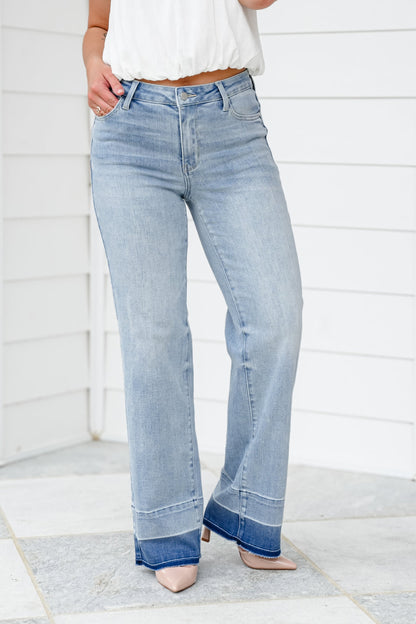 Judy Blue Release Hem Wide Leg Jeans, 32” Inseam