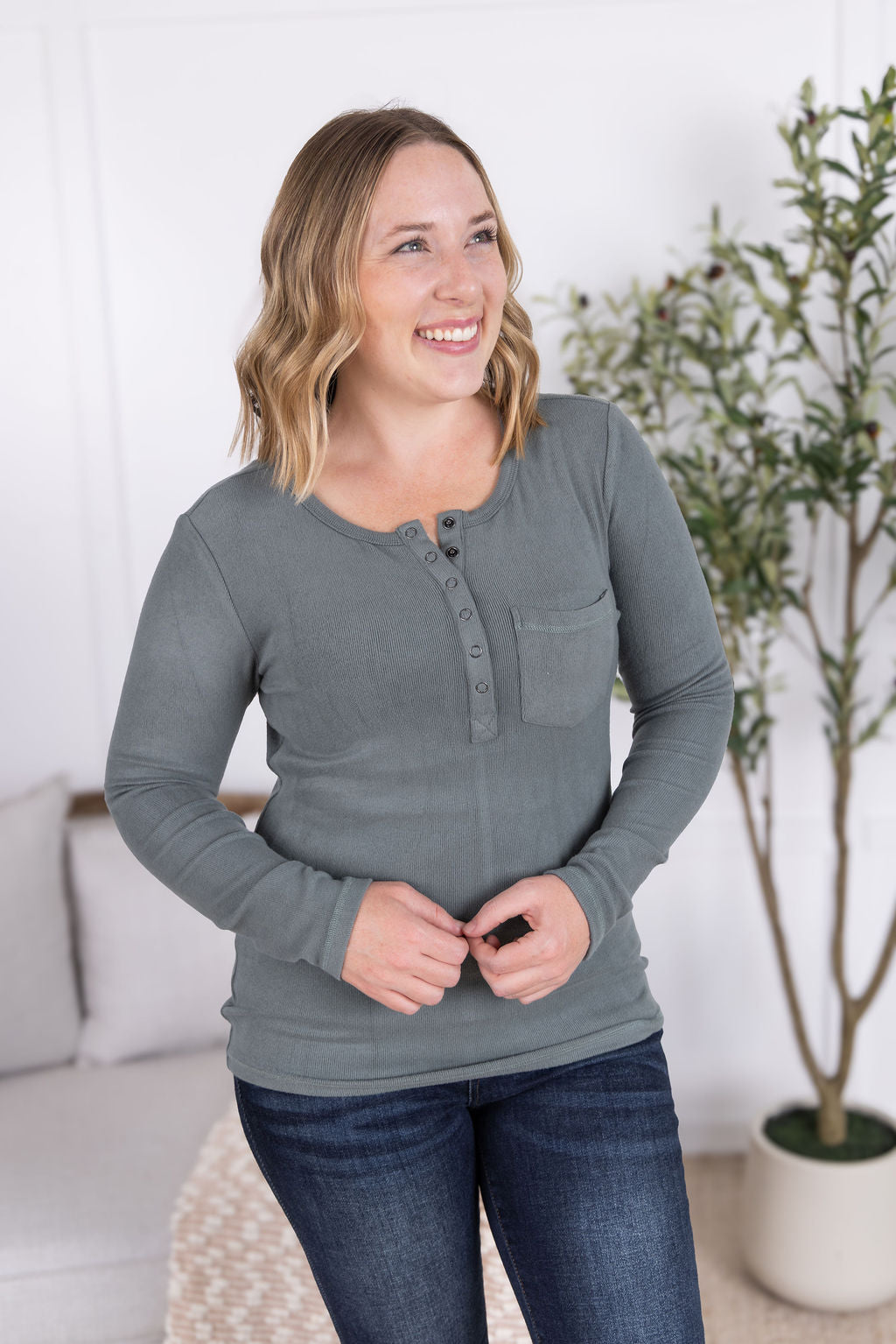 Long Sleeve Top - Dusty Jade