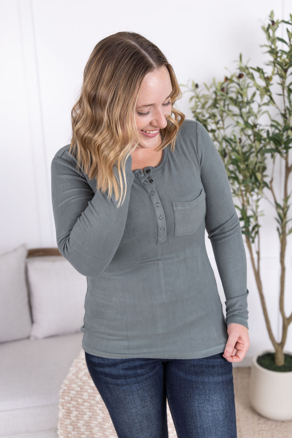 Long Sleeve Top - Dusty Jade