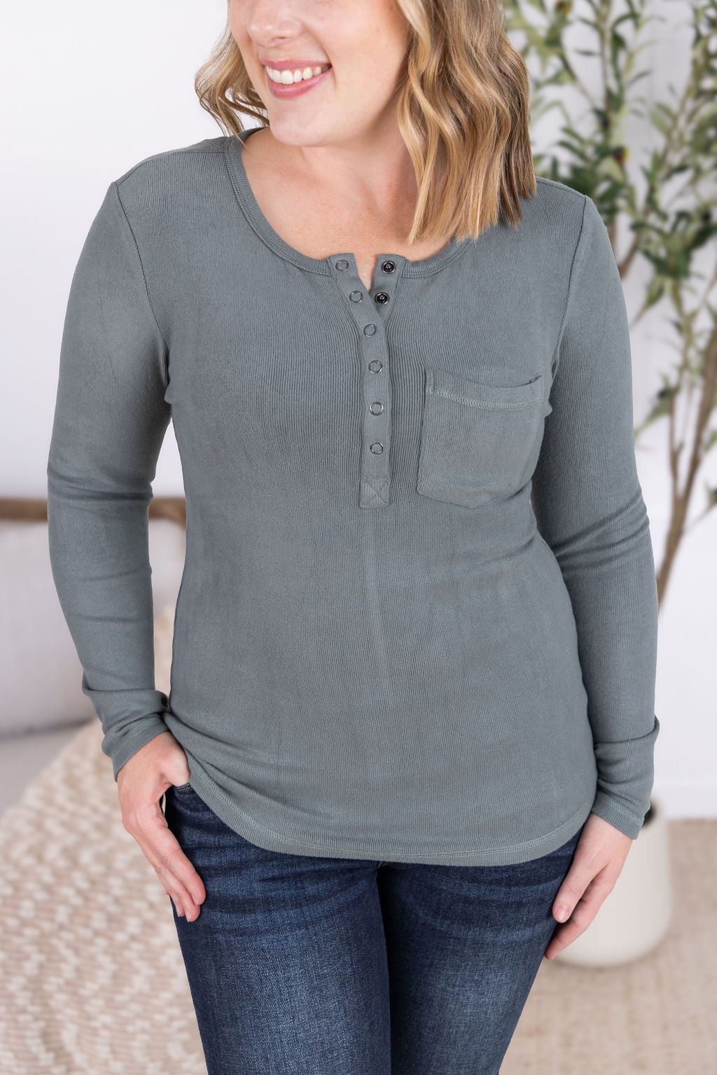 Long Sleeve Top - Dusty Jade