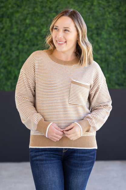 Miley Striped Sweater - Latte