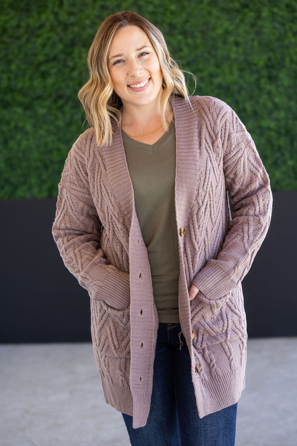 Brooks Button Sweater Cardigan - Light Mocha