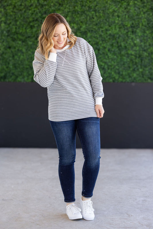Striped Thermal Top - Grey