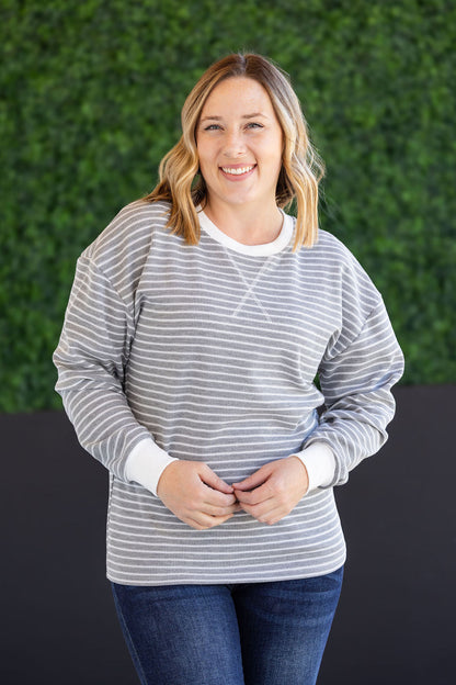 Striped Thermal Top - Grey