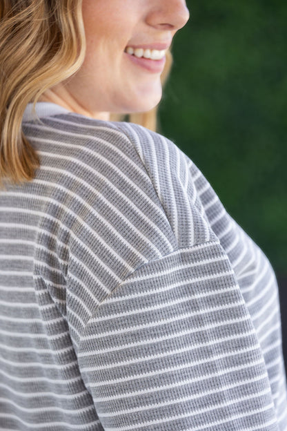 Striped Thermal Top - Grey