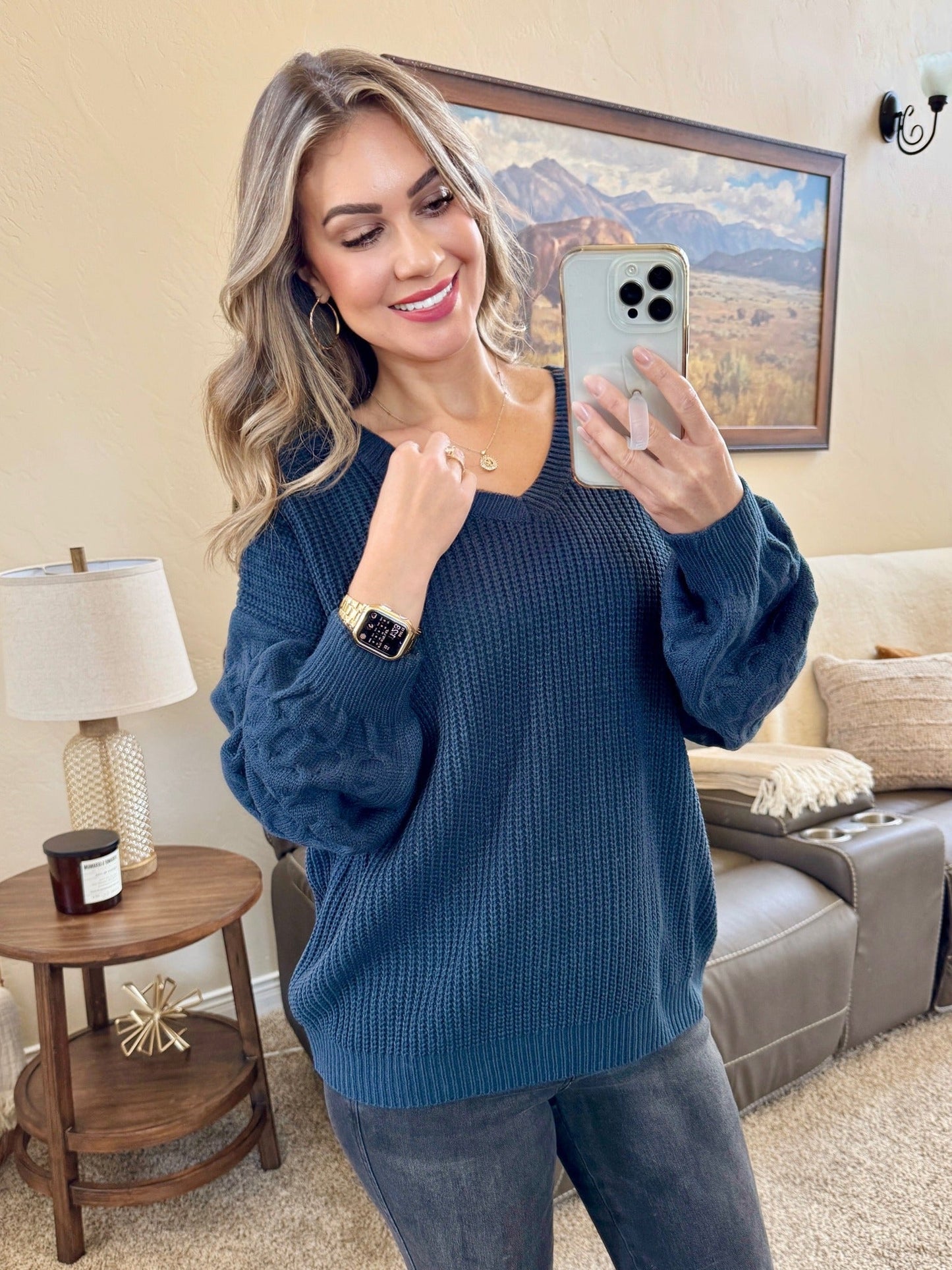 Talina Textured Sweater - Navy