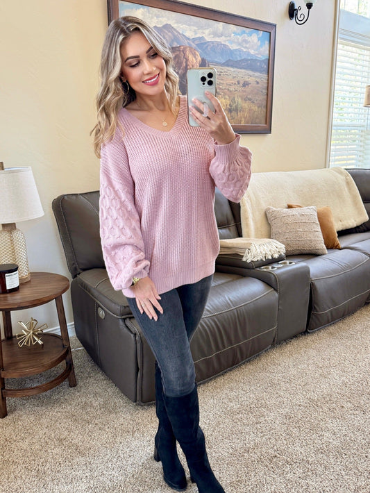 Talina Textured Sweater - Rose