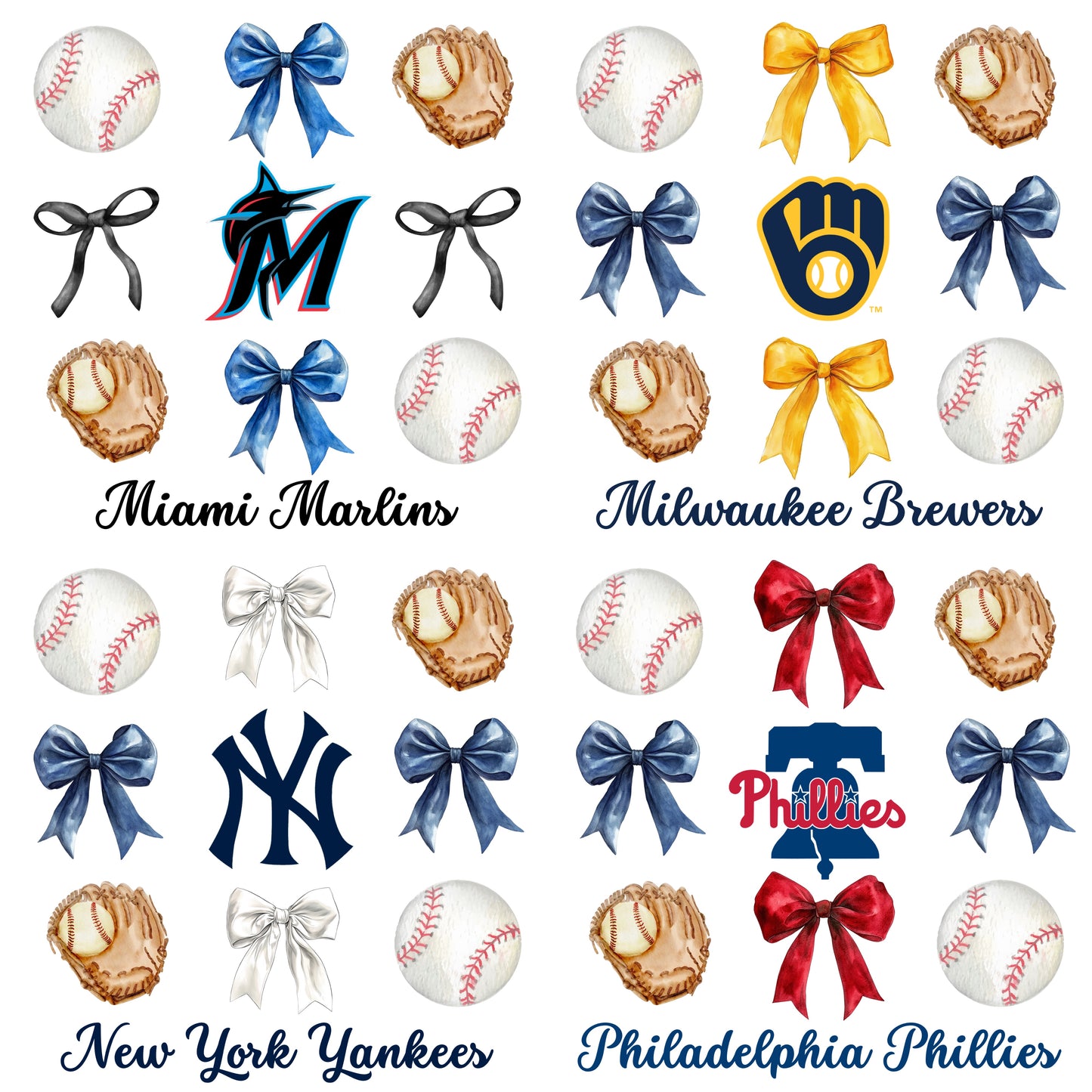 Baseball Team Bow Preorder