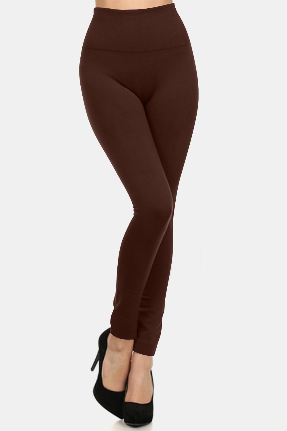 Brown Seamless Fleece Lined Leggings