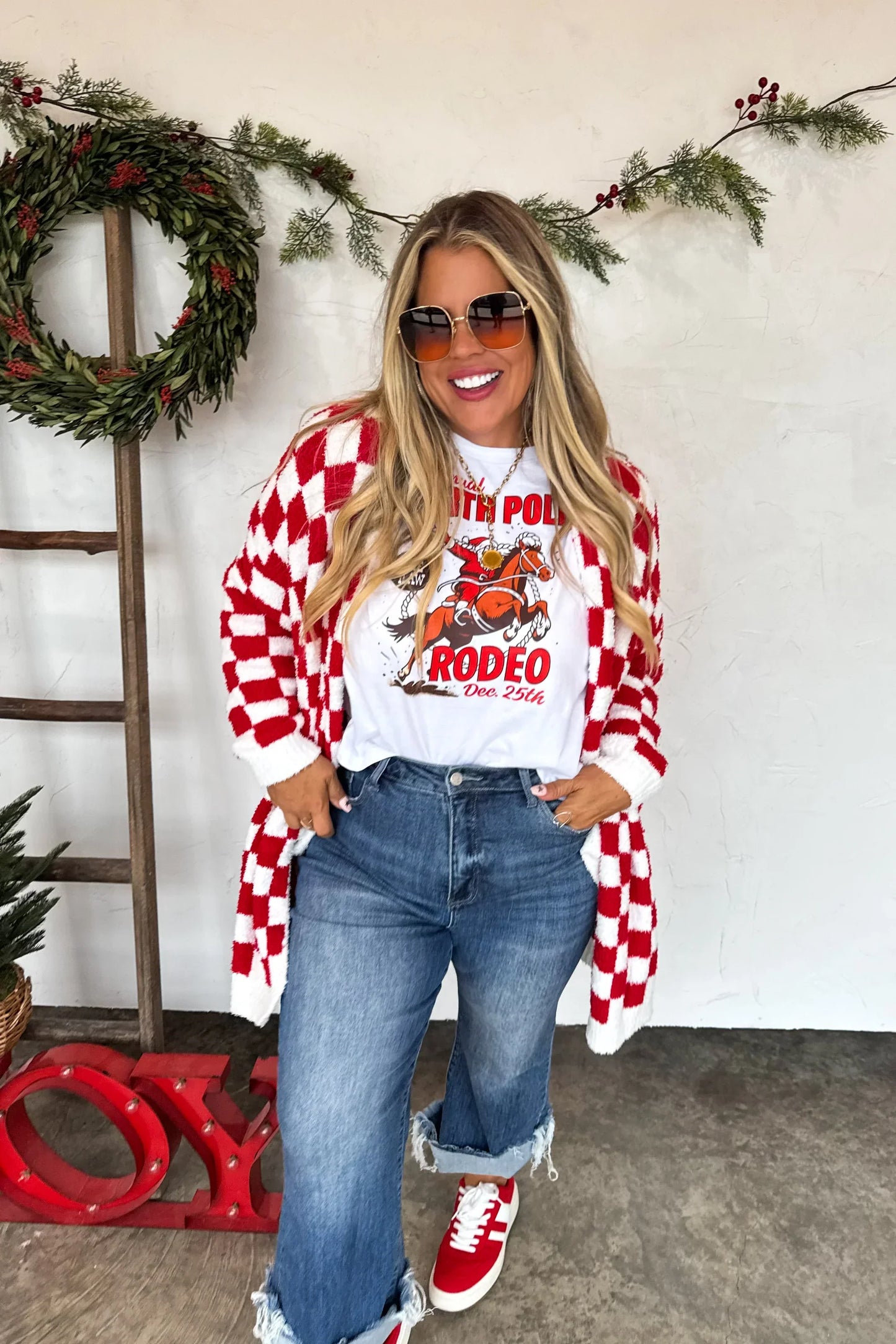 PREORDER: Red Checkered Cardigan, Late October Arrival