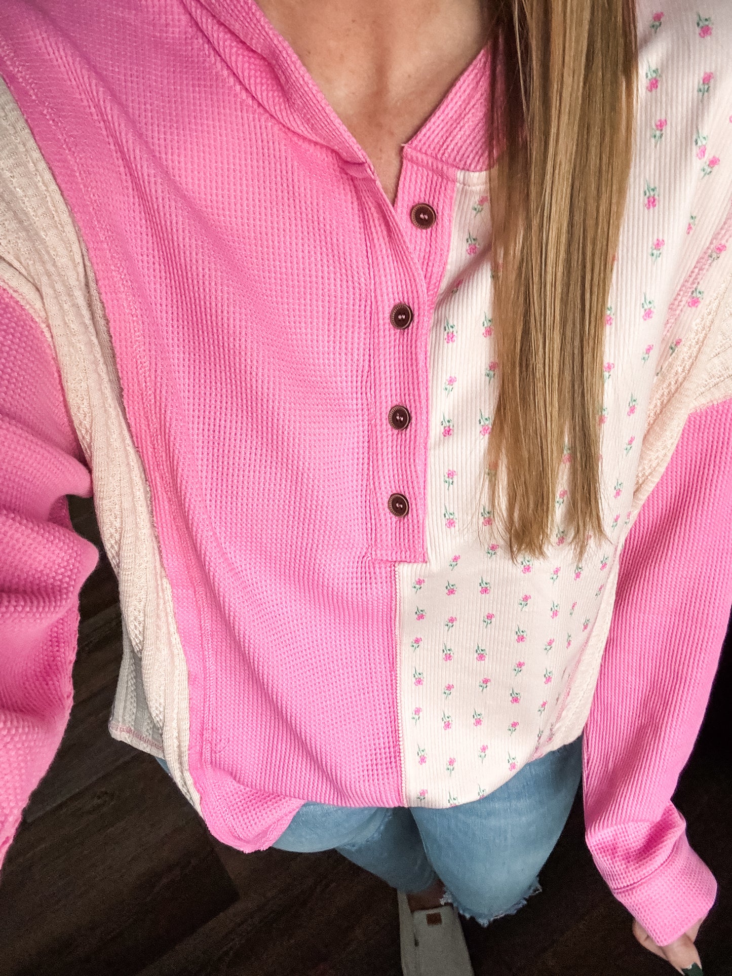 PREORDER: Pink Petals Waffle Hoodie