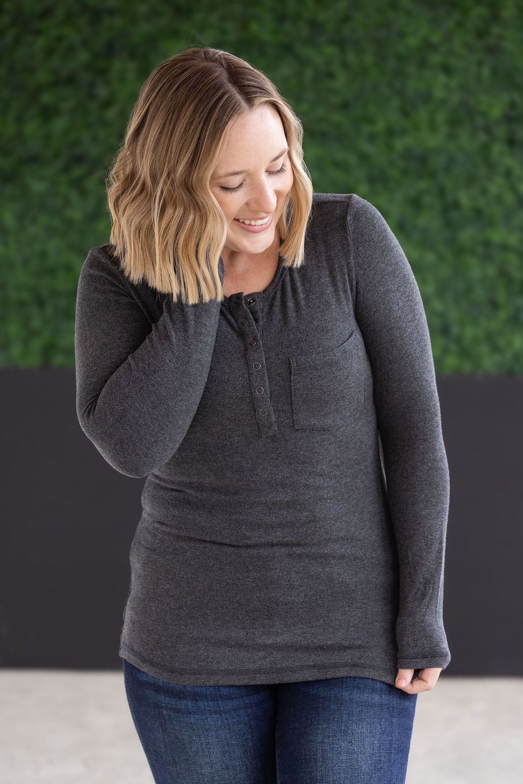 Long Sleeve Top - Charcoal