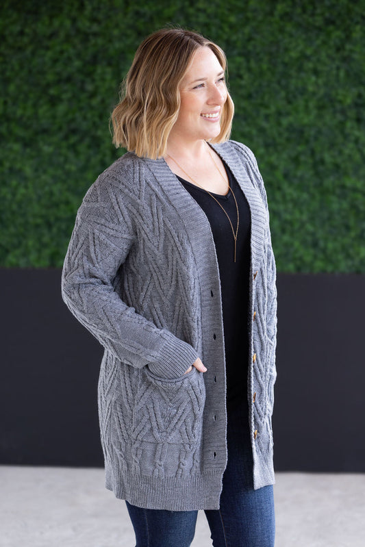 Brooks Button Sweater Cardigan - Grey