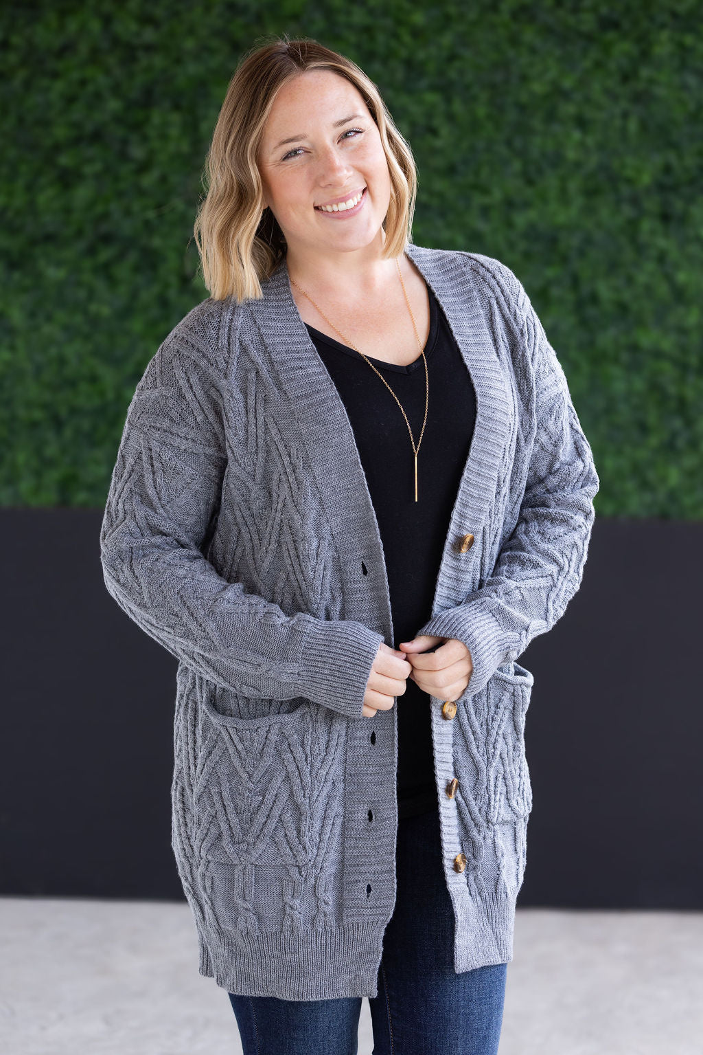 Brooks Button Sweater Cardigan - Grey