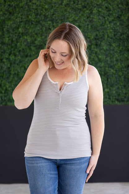 Shiloh Button Snap Tank - Grey