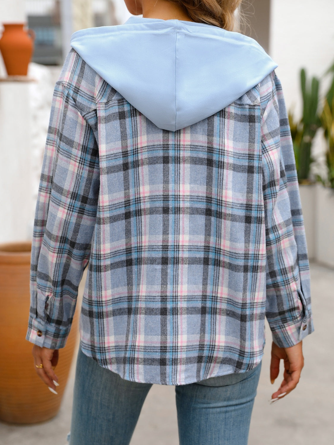 PREORDER: Hooded Plaid Button Up