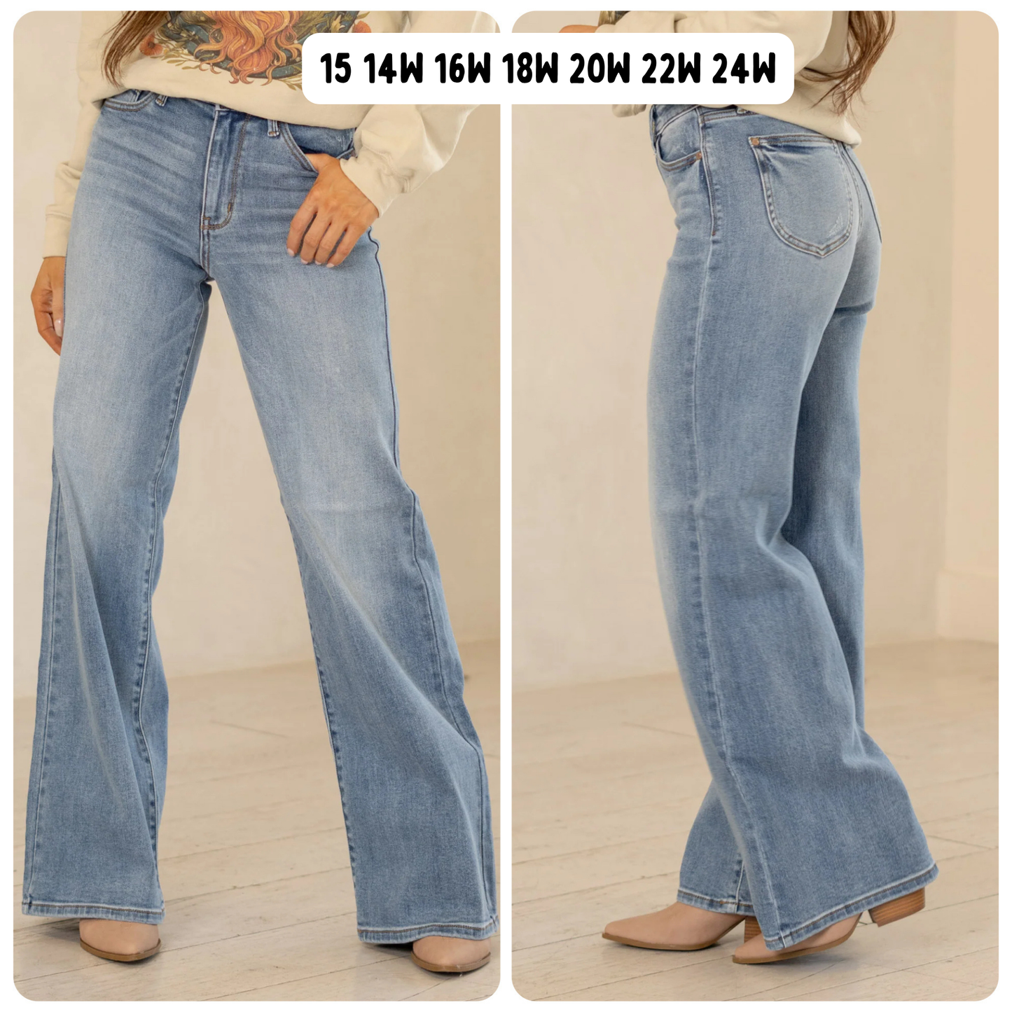 Judy Blue Wide Leg Jeans with Pockets, 30” Inseam