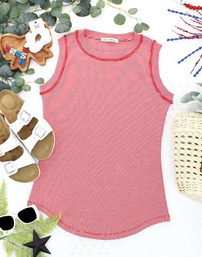 Morgan Micro Striped Tank - Red