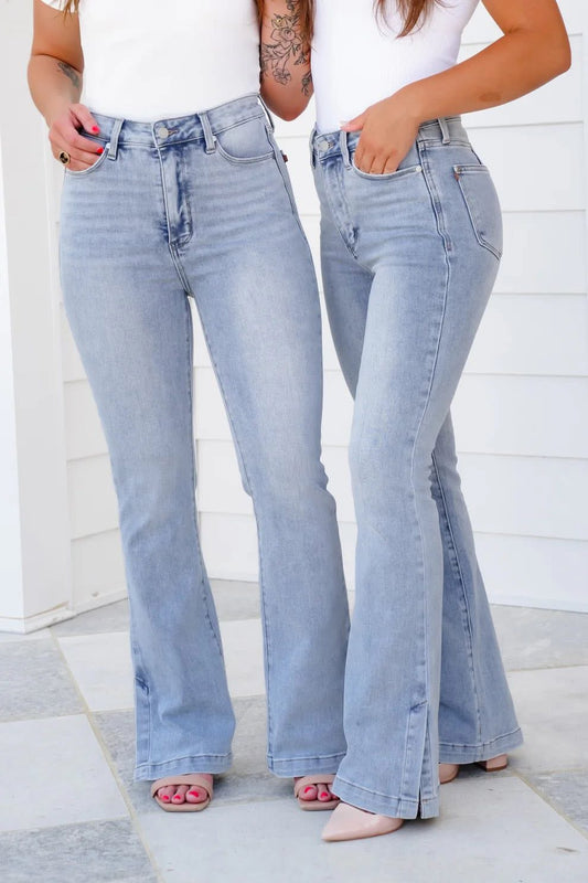 Judy Blue Tummy Control Side Slit Jeans, 32” Inseam