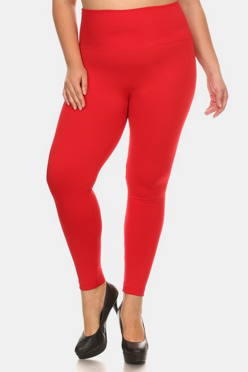 Red Seamless High Waist Fleece Leggings