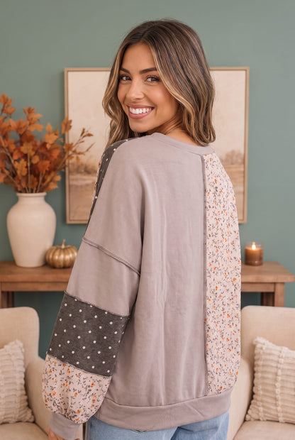 Thankful for Mixed Print Top