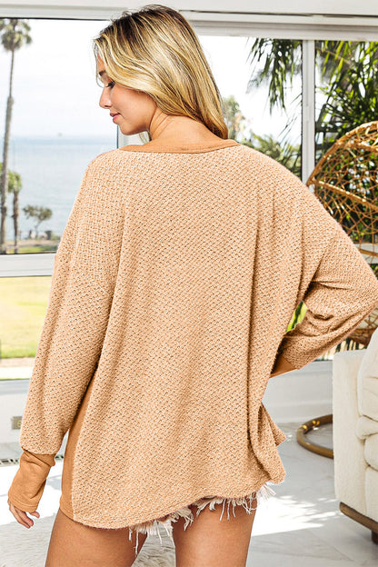 BiBi Thumb Opening Long Sleeve Top with Kangaroo Pocket