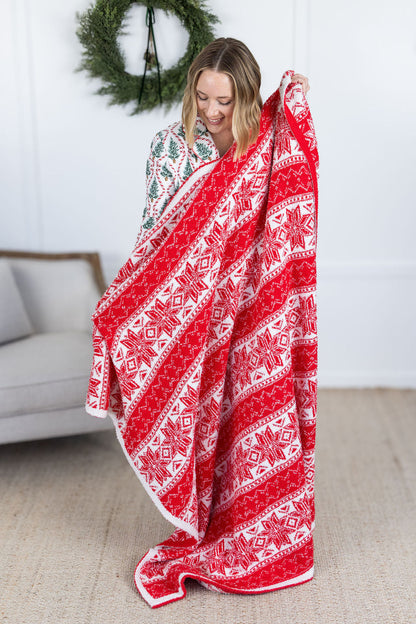 Plush and Fuzzy Blanket - Red Holiday
